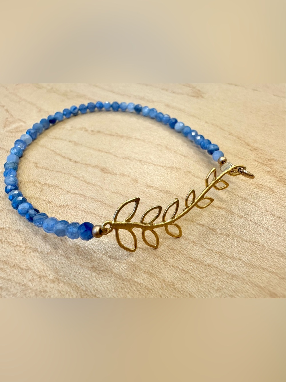 Dainty Floral Gold Vermeil Bracelet w/Faceted Blue Quartz